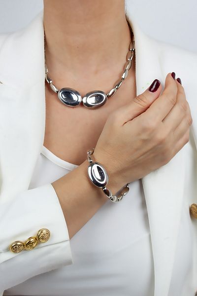 Liveyn Design Metallized Necklace Bracelet Set