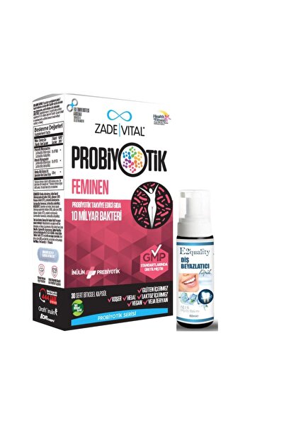 Zade Vital طعام بروبيوتيك أنثوي - 30 كبسولة، مكمل ورغوة تبييض الأسنان