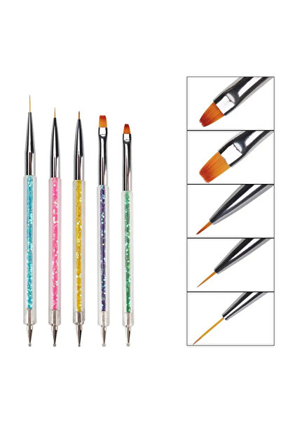 Nail Master Fırçalı Tırnak Süsleme Desen Seti Dot Kalemi 5'Li Tırnak Boyama N...