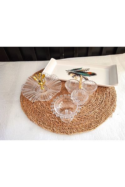 mother kitchen Acrylic Presentation Set with Tray White Leaf Pattern