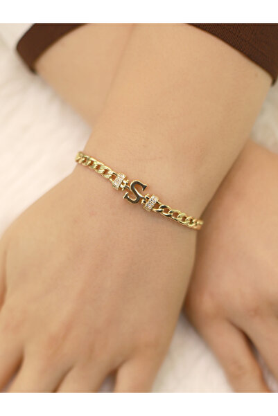 ZEYNEPLİ GOLD S Harfli Gurmet Bileklik