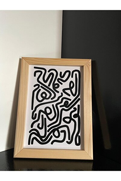 caddehediye ÇERÇEVELİ DOĞAL Ahşap Tablo Çizgisel Anlam Tasarım DEĞİŞTİRELEBİL...