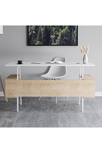Just Home Tori Çalışma Masası - Safir Meşe / Beyaz - 140 cm
