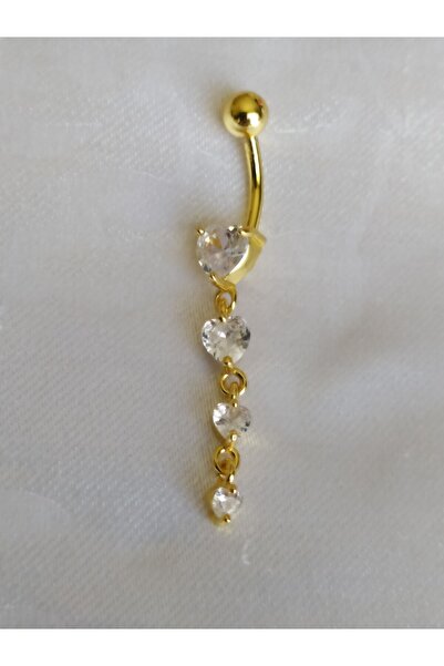 AyçaSilver Gold Renk Üstün Kalite Cerrahi Çelik Göbek Piercing