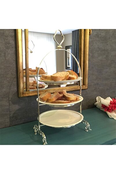 BUCONCEPT Üç Katlı Yuvarlak Servis Standı