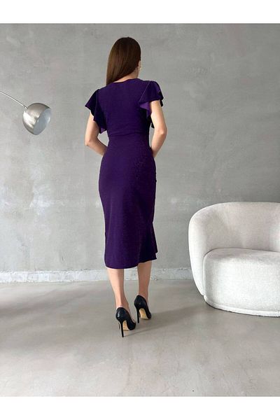 vuvutasarım Βραδινό φόρεμα Lurex με διπλό γιακά σε μωβ χρώμα 121