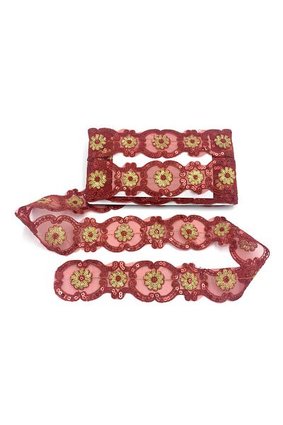Nazarone Organza Sequin Lace 13-1657 13,5m-red Gold
