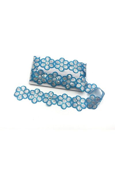 Nazarone Organza Flake Strip 1774(13-1253) 13,5m-blue