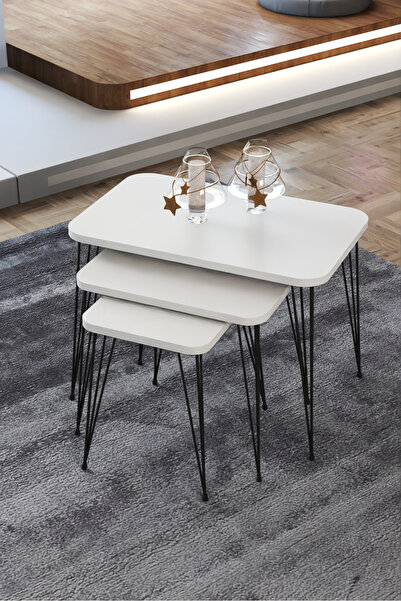 Cosargroup Zigon Sehpa Tel Ayak 3lü Zigon Sehpa Dikdörtgen