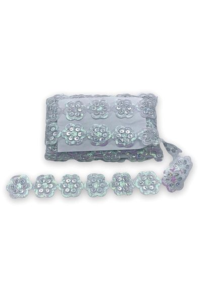 Nazarone Organza Sequin Lace 4007 13,5m-silver