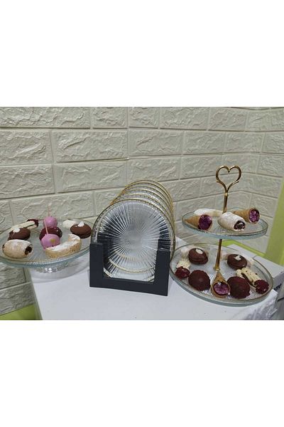 devigo 9 Piece Presentation Set Serving Plate Cookie Cake Presentation Stand
