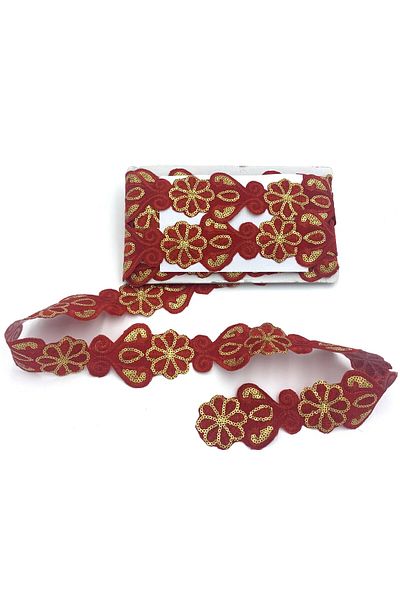 Nazarone Organza Sequin Lace 5407 13,5m-red Gold