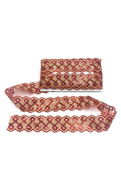 Nazarone Organza Sequin Lace 13-2027 13,5m-red Gold