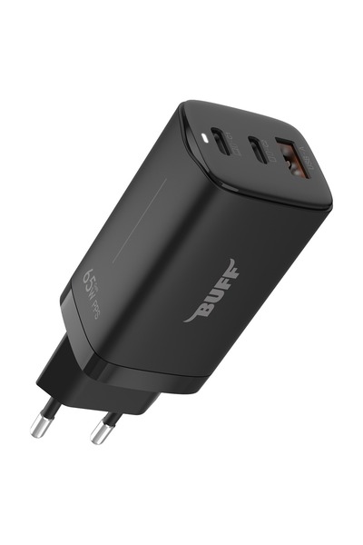 Buff BL65-1U2C 65W Hızlı Şarj Cihazı 3 Port PD & Type-C QC3.0 Şarj Adaptörü Siyah