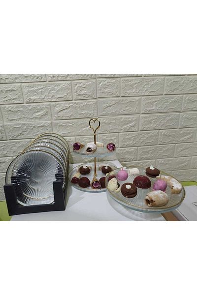 devigo 9 Piece Presentation Set Serving Plate Cookie Cake Presentation Stand