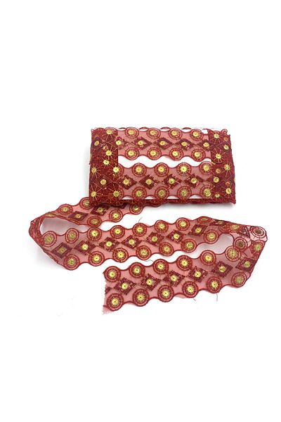 Nazarone Organza Sequin Lace 13-314 13,5m-red Gold