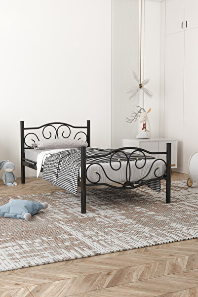 FANO Lale Ferforje Karyola Siyah Tek Kişilik Metal Yatak 90x190, 90x200, 100x200, 120x190, 120x200