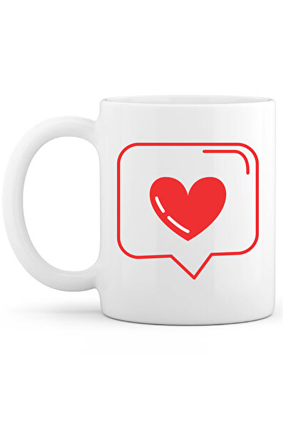 OXVİN كوب قهوة على شكل قلب في صندوق الرسائل مطبوع حسب الطلب (مفرد) من البورسلين