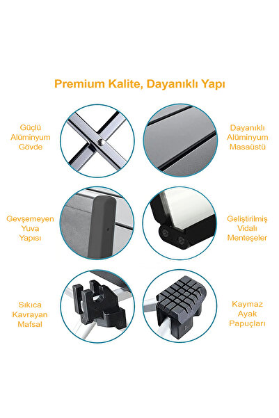 HAEGS Full Alüminyum Katlanır Kamp Masası, Piknik, Plaj, Ourdoor Hafif Kamp Masası Orta Boy - Siyah