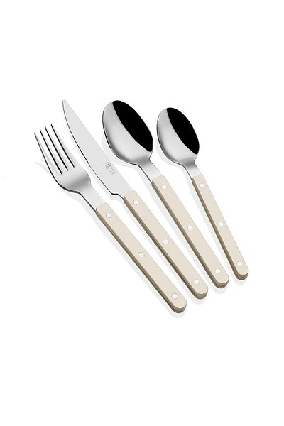 The Mia Comida Fork Spoon Knife Set Beige 24 Pieces