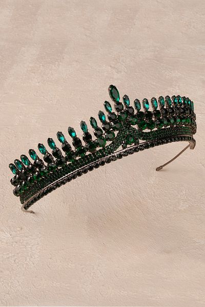 Hayalperest boncuk Antares Model Bridal Henna Crown Princess Crown Crystal Wedding Henna Crown Green