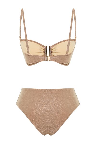 Trendyol Collection Glitzernder trägerloser Nerzbikini - Hochwertiger brasilianischer Stoff TBESS24BT00054