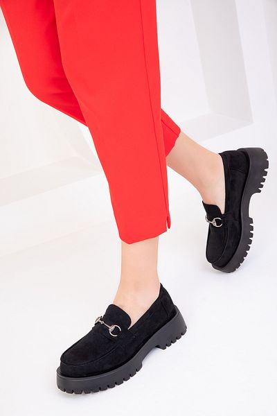 SOHO Schwarze Wildleder Freizeitschuhe für Damen 18744