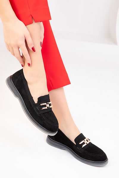 SOHO Schwarze Wildleder Freizeitschuhe für Damen 18748