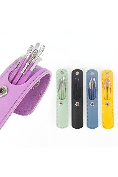 HASAN DESİGN Deri Çantalı 6 Parça Çelik Kulak Temizleme Seti, Kulak Kiri Temizleme Seti WB100L