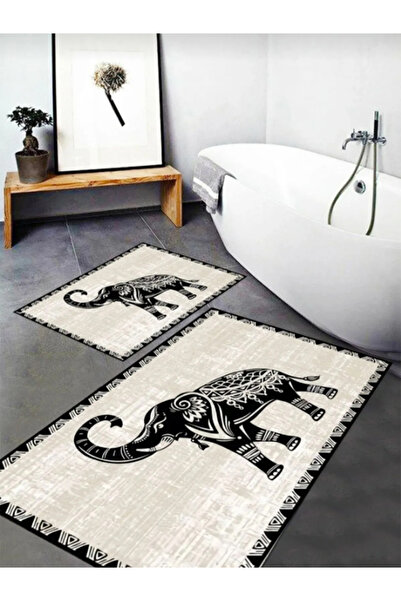 Genel Markalar Dijital Baskı Kaymaz Taban Yıkanabilir 2'li Banyo Paspas Takım...