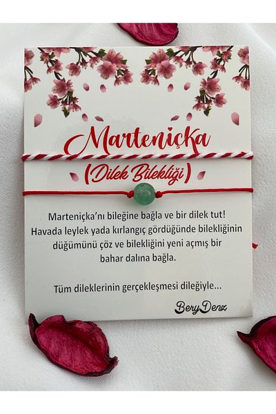 BeryDenz Marteniçka Wish Bracelet and Aventurindoğal Stone Bracelet Set (WITH CARD GIFT PACKAGE)