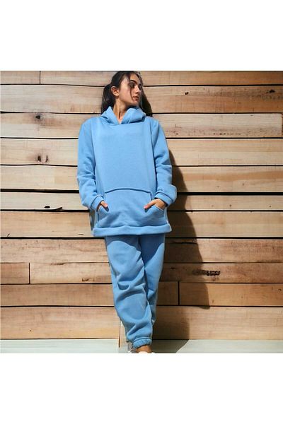 Pupa Hooded Winter Ribbed Large Oversize Women's Tracksuit Set