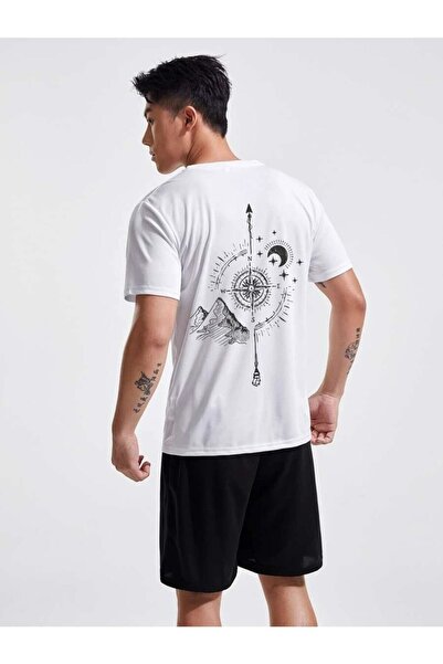 bellanova Πυξίδα εμπριμέ μαύρο σορτς Λευκό μπλουζάκι στο κάτω επάνω μέρος Σετ...