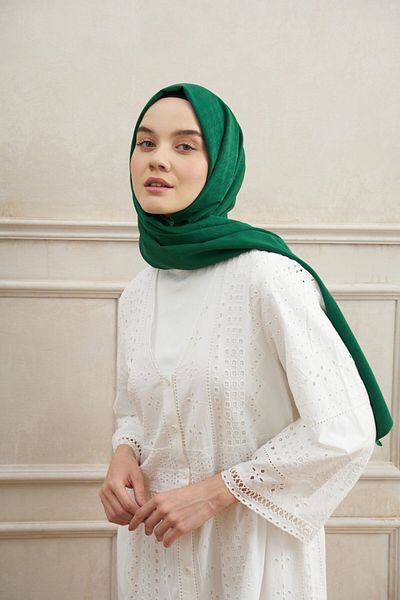 ARMANDA Benetton Green Houndstooth Patterned Shawl