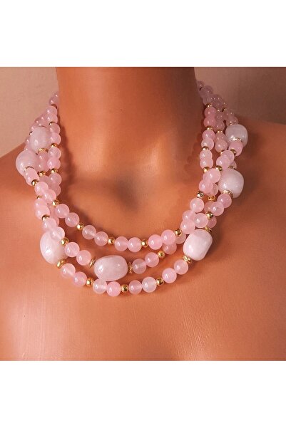 Asteria Elite Premium serisi Pembe Kuvars Kolye