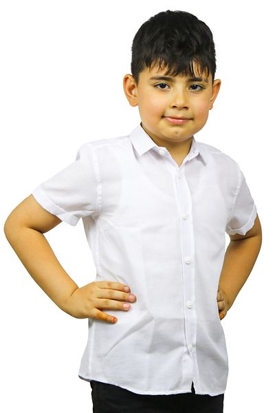 ASG TEKSTİL Cămașă pentru băiat cu mânecă scurtă de culoare albă