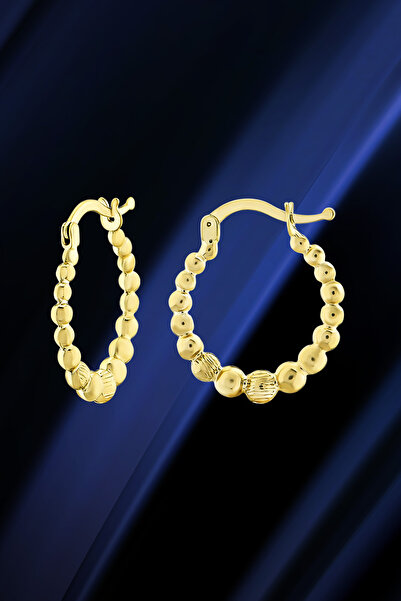 WOOW GOLD 14 Ayar Altın Küpe Dorika Desenli Halka Küpe