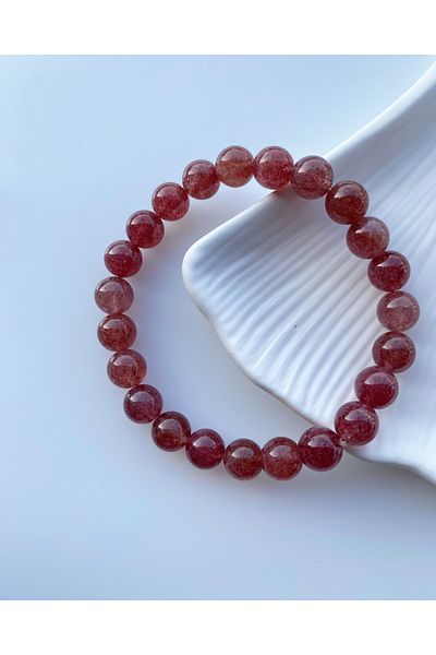 Luzzylike Strawberry Quartz Natural Stone Bracelet 8mm