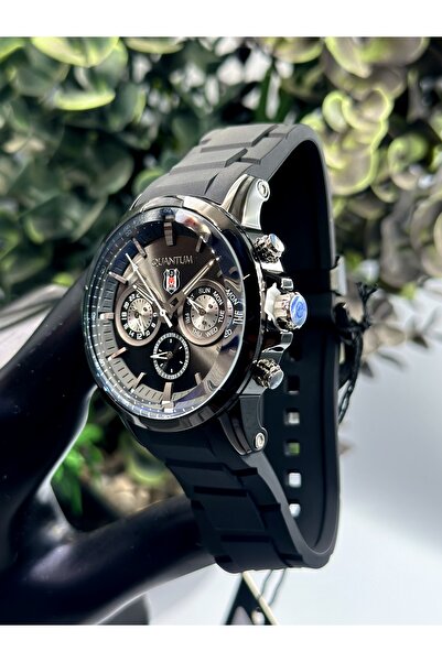 Quantum Marka Multifonksiyonlu Beşiktaş Lisanslı 10ATM Su Geçirmez Silikon Kordon Taraftar Kol Saati