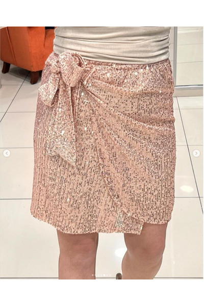 KULİS MİRA PUL PAYET FİYONK BAĞLAMALI ASTARLI BEL LASTİKLİ ETEK