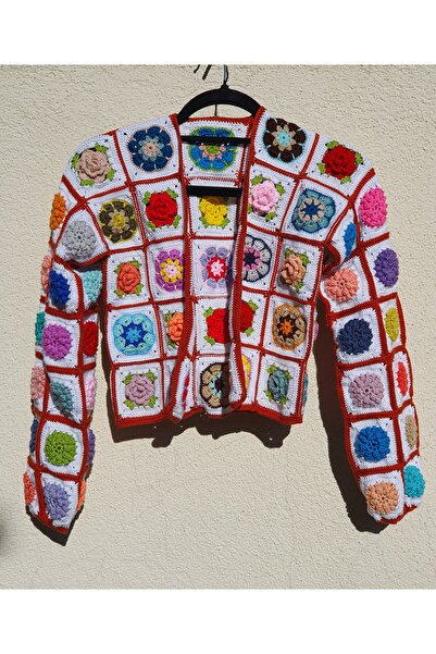 Meot 3D Motif Çiçekli Hırka