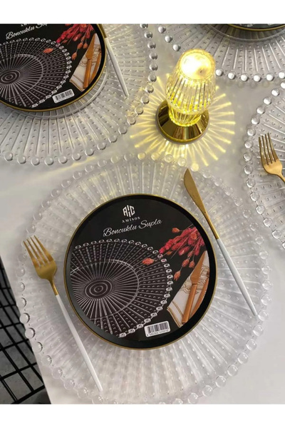 Royaleks Supla, Boncuklu Sunum Tepsisi Şeffaf Sunumluk 20 Cm.