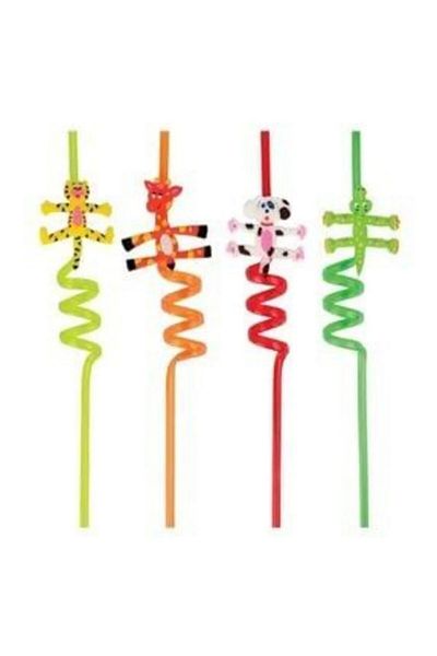 UCR HOME Decorative Colorful Emoji Figured Straws Set of 4