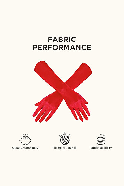 Hayalperest boncuk Half Sleeve Glossy Satin Gloves Satin Bridal Wedding Wedding Gloves Red