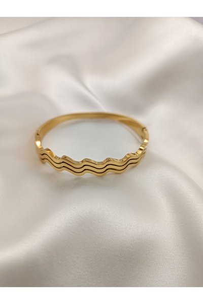 stainles steel ÇELİK 3 ŞERİT DALGALI KELEPÇE BİLEKLİK