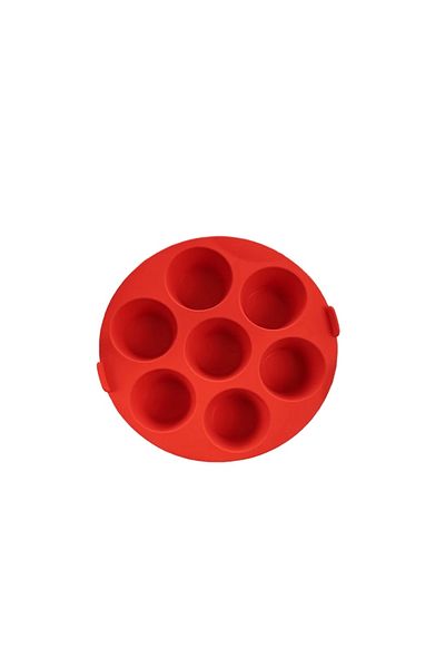 HOLLYHOME Airfryer Silicone 7 Compartment Muffin Baking Container Oven Cake Cupcake Mold 20x5 cm Red