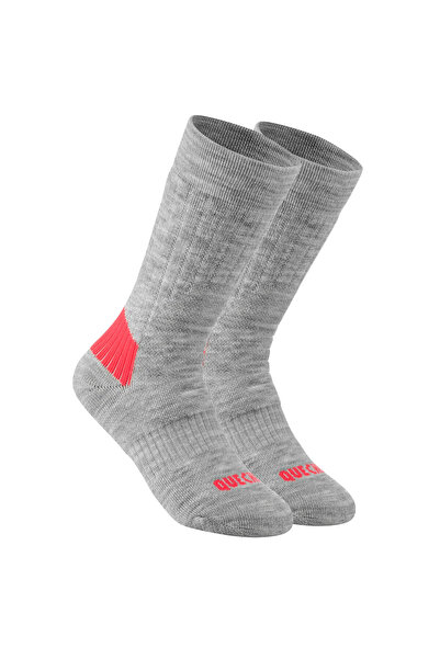 Decathlon Детски дълги/термо чорапи за външно носене – сиви/сини – 2 чифта – Sh100 Mid