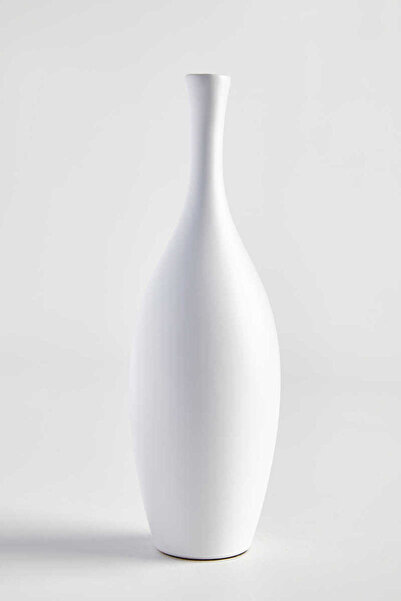 Deeps Brands Beyaz Dar Ağızlı Seramik Vazo