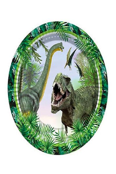 Kazanabil 8-Piece GURRASIC DINOSAUR USED HORSE CARTON PARTY PLATE