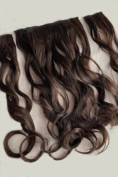 TAKIŞTIR Heat Resistant Half Moon Hair Snap / Wavy / Dark Chestnut / 60cm / 110Gr (4 # )